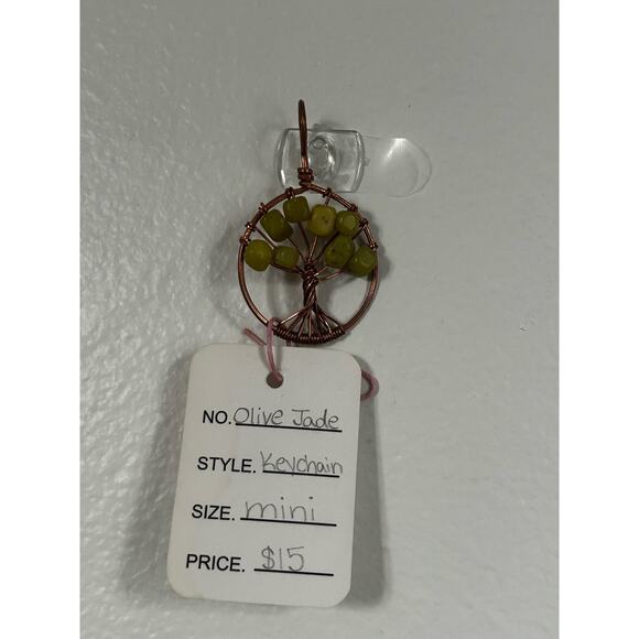 Handmade Copper and Serpentine Crystal Tree of life 3.5x2” Wall Decor - Picture 2 of 5